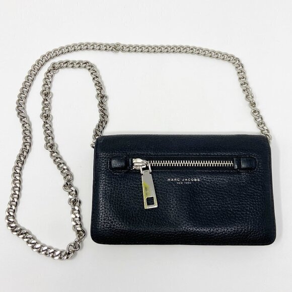MARC JACOBS | Gotham Pebbled Leather Crossbody Wallet Clutch Black - Picture 3 of 11